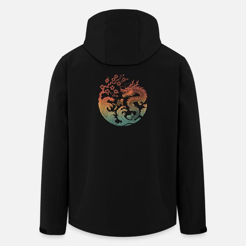 Dragon & Koi Circle Design - Men’s Recycled Softshell Jacket by Stanley/Stella - black