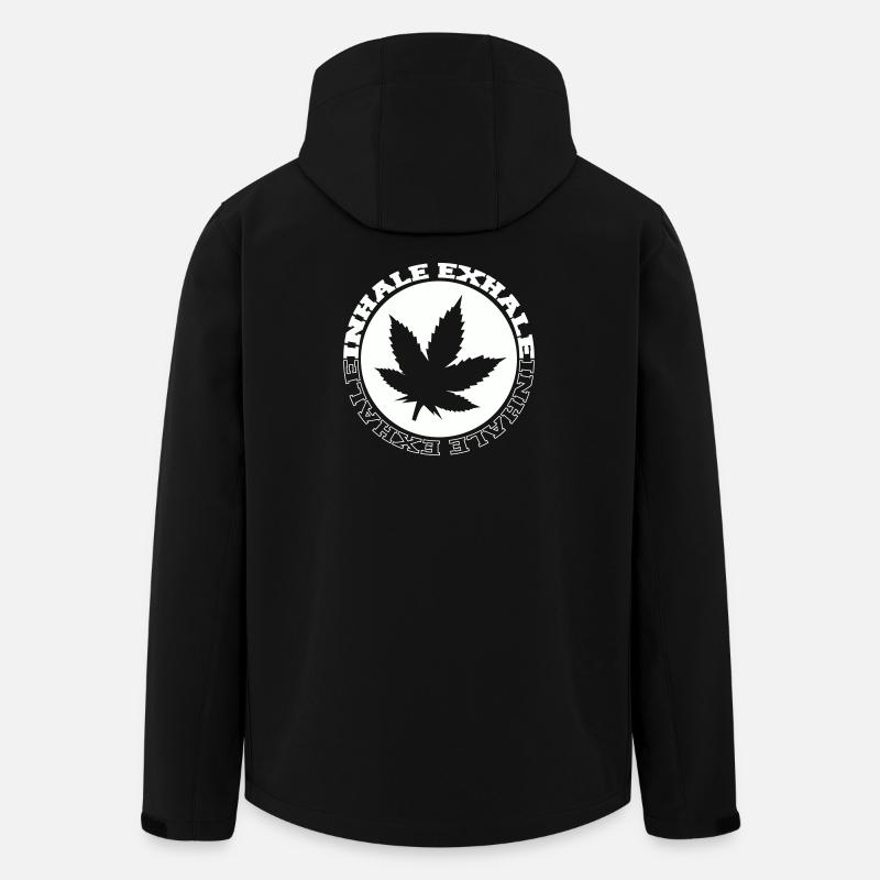 Logo rond de feuilles de cannabis - Veste softshell homme en polyester recyclé Stanley/Stella - noir