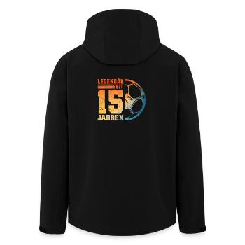 15th Birthday Football 15 Years Young Teens - Men’s Recycled Softshell Jacket by Stanley/Stella - black - Back - AI Model Male 185 light (185cm)