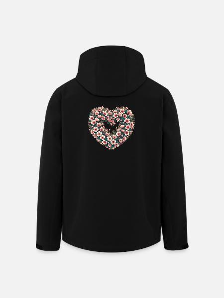 Blossom Heart Blumenwappen - Recycelte Männer Softshell-Jacke von Stanley/Stella - Schwarz