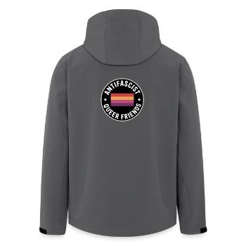 Antifascist Queer Friends - Antifa Merch - Men’s Recycled Softshell Jacket by Stanley/Stella - anthracite - Back - AI Model Male 185 light (185cm)