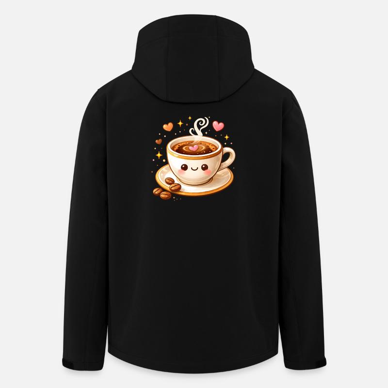 Süße Kaffee Tasse mit Gesicht Illustration - Recycelte Männer Softshell-Jacke von Stanley/Stella - Schwarz