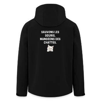 Sauvez les souris – humour chat drôle - Veste softshell homme en polyester recyclé Stanley/Stella - noir - Dos - AI Model Male 185 light (185cm)