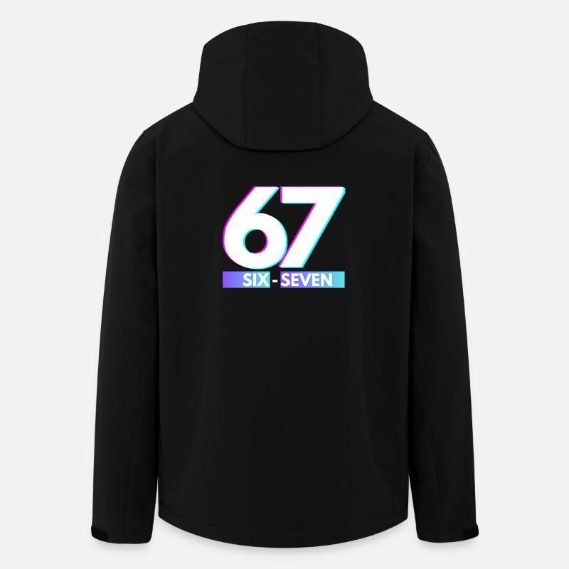 67 Néon Glitch Rétro, six-seven - Veste softshell homme en polyester recyclé Stanley/Stella - noir
