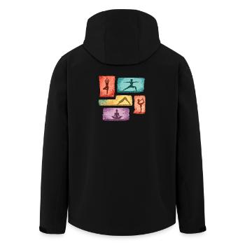 Yoga silhouettes in color blocks - Men’s Recycled Softshell Jacket by Stanley/Stella - black - Back - AI Model Male 185 light (185cm)