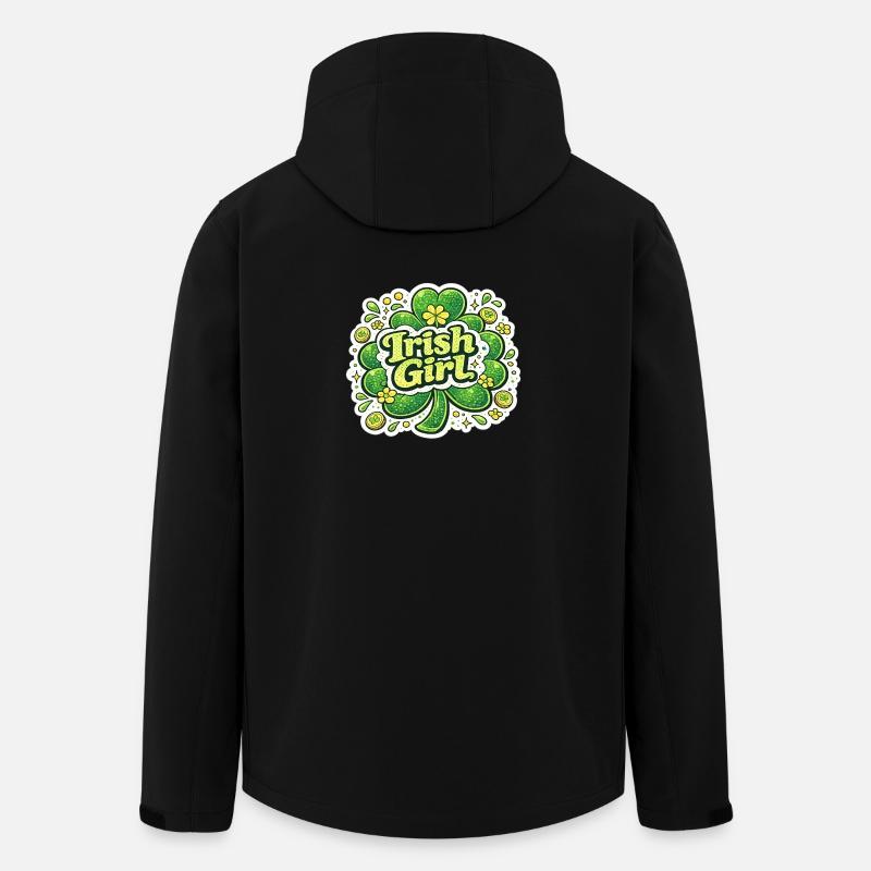 Design d’autocollants de trèfle irlandaise - Veste softshell homme en polyester recyclé Stanley/Stella - noir