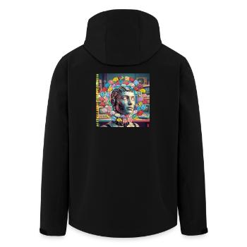 Android with brain satellites - Men’s Recycled Softshell Jacket by Stanley/Stella - black - Back - AI Model Male 185 light (185cm)
