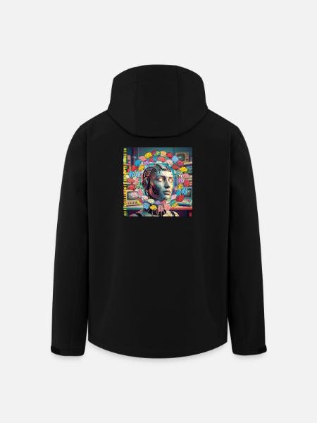 Android with brain satellites - Men’s Recycled Softshell Jacket by Stanley/Stella - black