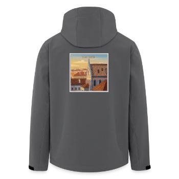 Zagreb Dachlandschaft im Abendlicht - Recycelte Männer Softshell-Jacke von Stanley/Stella - Anthrazit - Hinten - AI Model Male 185 light (185cm)