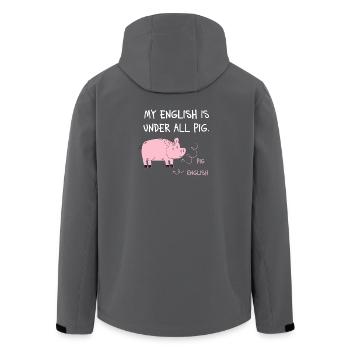 My English Is Under All Pig – Denglisch Spruch - Men’s Recycled Softshell Jacket by Stanley/Stella - black - Back - AI Model Male 185 light (185cm)