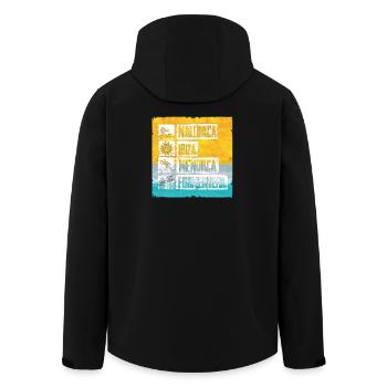 Timbre rétro des îles Baléares - Veste softshell homme en polyester recyclé Stanley/Stella - noir - Dos - AI Model Male 185 light (185cm)