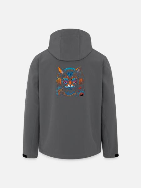 Neon DJ-Katze mit Kopfhörern - Recycelte Männer Softshell-Jacke von Stanley/Stella - Schwarz