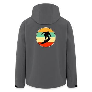 Retro Surfing Sunset Vintage Surfer Silhouette - Men’s Recycled Softshell Jacket by Stanley/Stella - black - Back - AI Model Male 185 light (185cm)