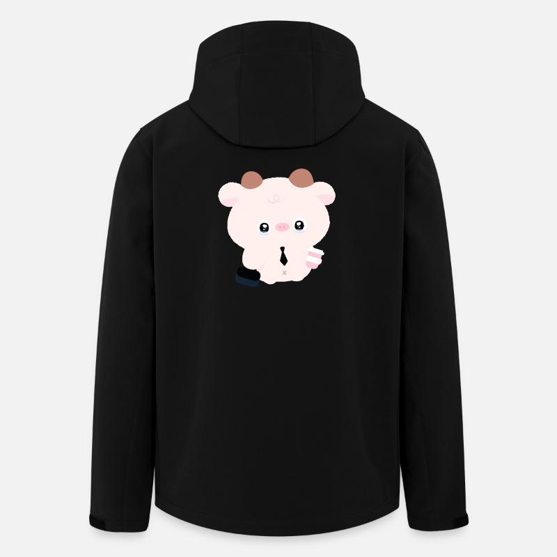 Kawaii-Kuh im Gleichstand mit Kaffee - Recycelte Männer Softshell-Jacke von Stanley/Stella - Schwarz