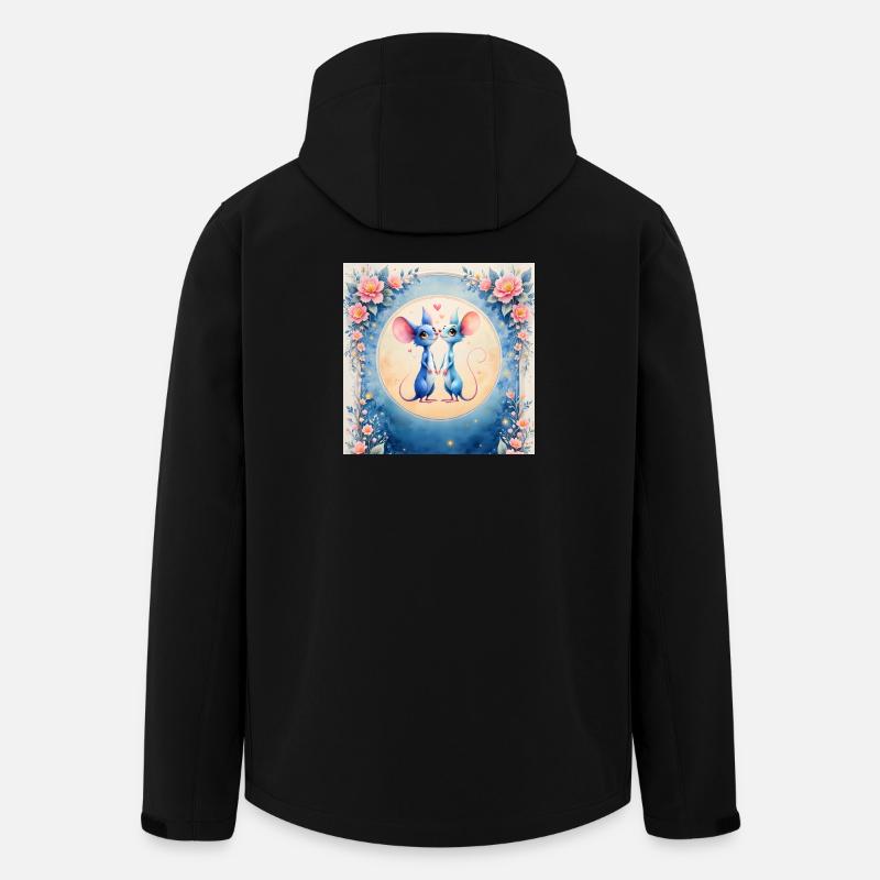 Blaue Mäuse verliebt - Recycelte Männer Softshell-Jacke von Stanley/Stella - Schwarz