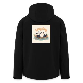Panda schläft auf dem Floß - Recycelte Männer Softshell-Jacke von Stanley/Stella - Schwarz - Hinten - AI Model Male 185 light (185cm)