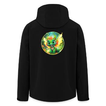 Blüten-Drachen im Wunderwald - Recycelte Männer Softshell-Jacke von Stanley/Stella - Schwarz - Hinten - AI Model Male 185 light (185cm)