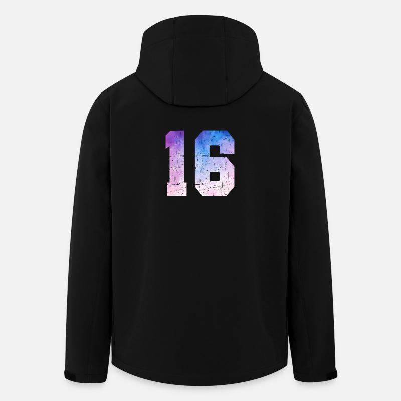 numéro 16 – Cadeau anniversaire 16 ans - Veste softshell homme en polyester recyclé Stanley/Stella - noir