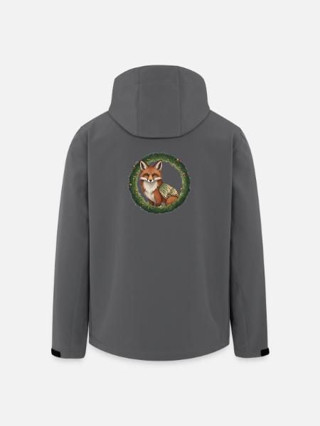 Fox Forest Wreath Illustration - Men’s Recycled Softshell Jacket by Stanley/Stella - black