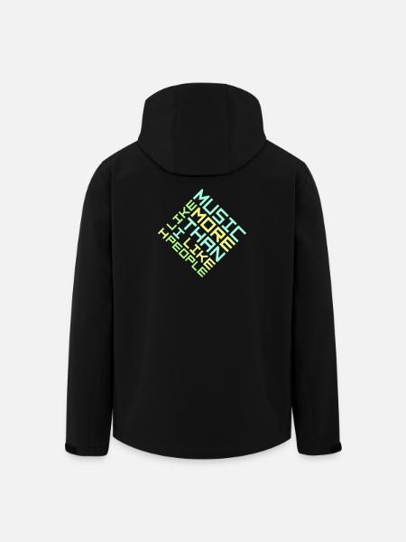Ik hou meer van muziek dan van mensen Lustig Musik - Heren softshell jas van gerecycled polyester Stanley/Stella - zwart