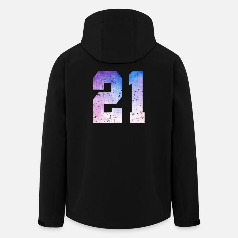  numéro 21 – Cadeau anniversaire 21 ans - Veste softshell homme en polyester recyclé Stanley/Stella - noir