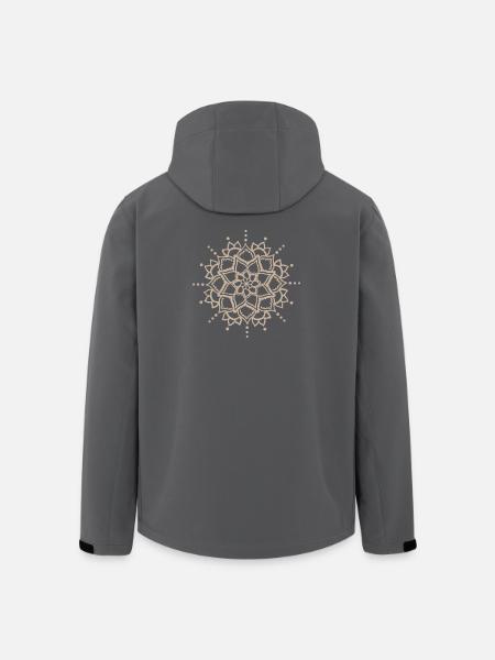 Beige Mandala Bloom - Men’s Recycled Softshell Jacket by Stanley/Stella - black