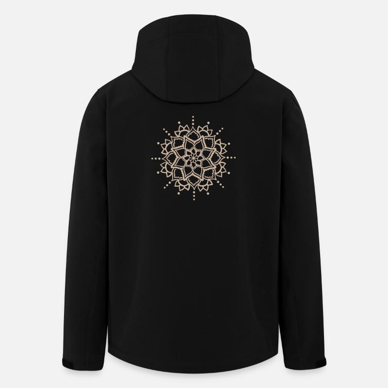 Fleur Mandala beige - Veste softshell homme en polyester recyclé Stanley/Stella - noir