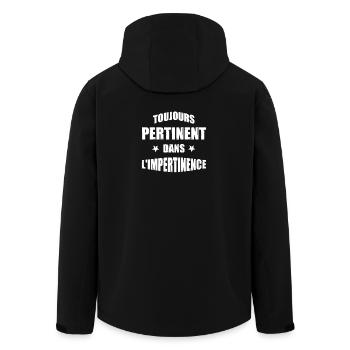 ALWAYS RELEVANT IN IMPERTINENCE! - Men’s Recycled Softshell Jacket by Stanley/Stella - black - Back - AI Model Male 185 light (185cm)