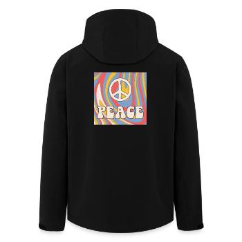 Design rétro hippie de paix – Ambiances et liberté des années 70 - Veste softshell homme en polyester recyclé Stanley/Stella - noir - Dos - AI Model Male 185 light (185cm)