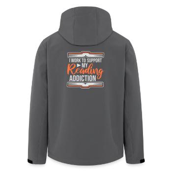 I Work To Support My Reading Addiction Books Logo - Men’s Recycled Softshell Jacket by Stanley/Stella - anthracite - Back - AI Model Male 185 light (185cm)