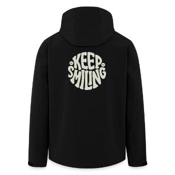 Keep Smiling Bold Typography Positive Quote - Men’s Recycled Softshell Jacket by Stanley/Stella - black - Back - AI Model Male 185 light (185cm)