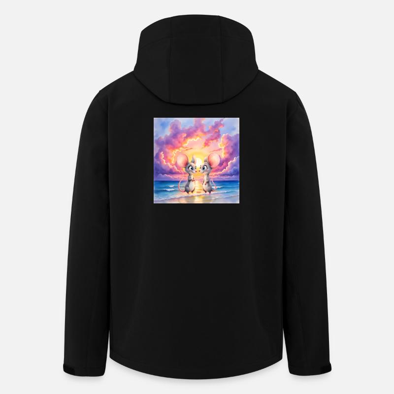 Little mice at sunset on the beach - Men’s Recycled Softshell Jacket by Stanley/Stella - black