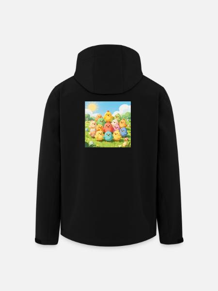 Bunte Hühner-Gruppenfoto - Recycelte Männer Softshell-Jacke von Stanley/Stella - Schwarz