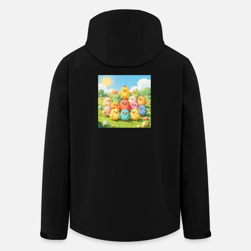 Bunte Hühner-Gruppenfoto - Recycelte Männer Softshell-Jacke von Stanley/Stella - Schwarz