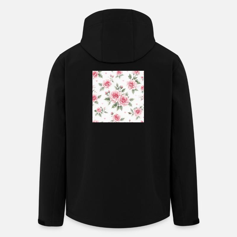 Rosen-und-Herzen-Muster - Recycelte Männer Softshell-Jacke von Stanley/Stella - Schwarz