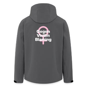 GEGEN VICTIM BLAMING – JETZT! ♀ FEMALE POWER GIRLS - Recycelte Männer Softshell-Jacke von Stanley/Stella - Anthrazit - Hinten - AI Model Male 185 light (185cm)