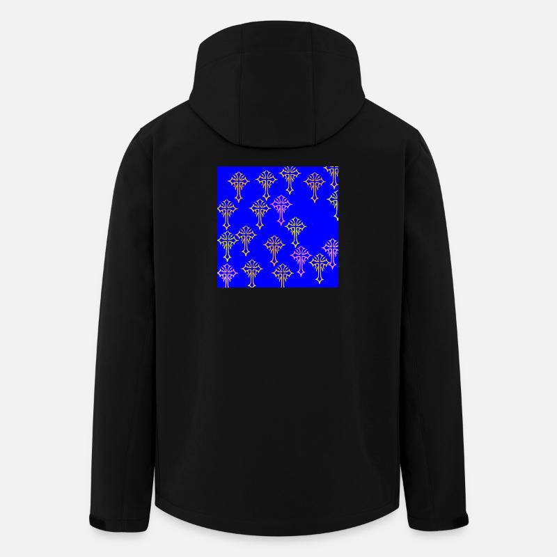 Neon Cross Pattern on Cobalt Blue - Men’s Recycled Softshell Jacket by Stanley/Stella - black