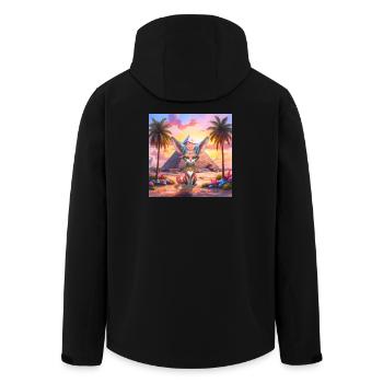 Pharao-Katze bei Sonnenuntergang - Recycelte Männer Softshell-Jacke von Stanley/Stella - Schwarz - Hinten - AI Model Male 185 light (185cm)