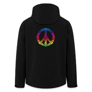 Peace Sign Floral Boho Style - Men’s Recycled Softshell Jacket by Stanley/Stella - black - Back - AI Model Male 185 light (185cm)