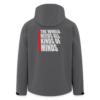 The World Needs All Kinds Of Minds Inspirierend - Recycelte Männer Softshell-Jacke von Stanley/Stella - Anthrazit - Hinten - AI Model Male 185 light (185cm)
