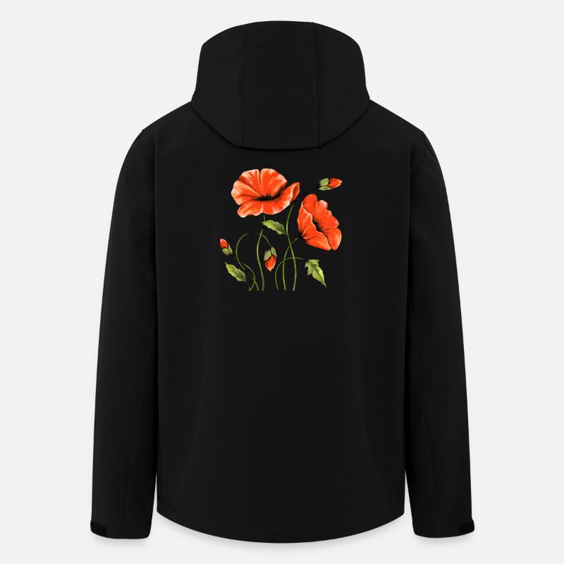 Blommor - Softshelljacka herr i återvunnen polyester Discoverer Stanley/Stella - svart