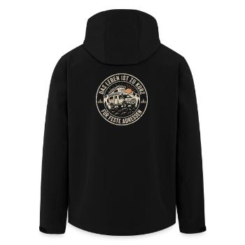 Camping Abenteuer - Vintage Vanlife Spruch - Recycelte Männer Softshell-Jacke von Stanley/Stella - Schwarz - Hinten - AI Model Male 185 light (185cm)