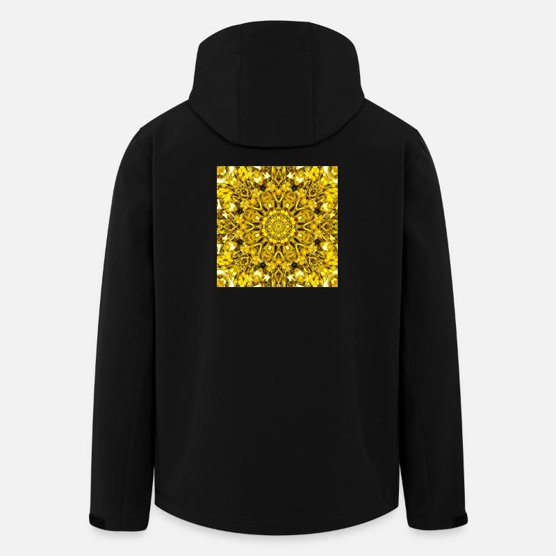 Gelbe Mandala radiales Muster - Recycelte Männer Softshell-Jacke von Stanley/Stella - Schwarz