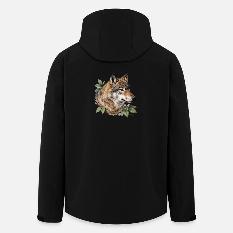 Wolf umgeben von Laub - Recycelte Männer Softshell-Jacke von Stanley/Stella - Schwarz