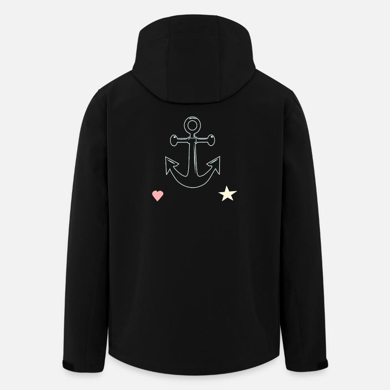 Ankerlinien Motiv Herz Stern - Recycelte Männer Softshell-Jacke von Stanley/Stella - Schwarz