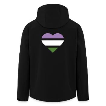 Drapeau de la fierté Cœur · Genderqueer - Veste softshell homme en polyester recyclé Stanley/Stella - noir - Dos - AI Model Male 185 light (185cm)