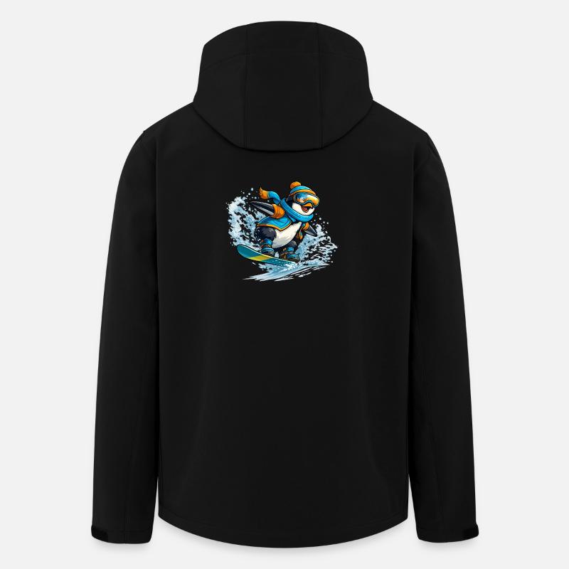 Penguin Snowboard Blue-Orange - Men’s Recycled Softshell Jacket by Stanley/Stella - black