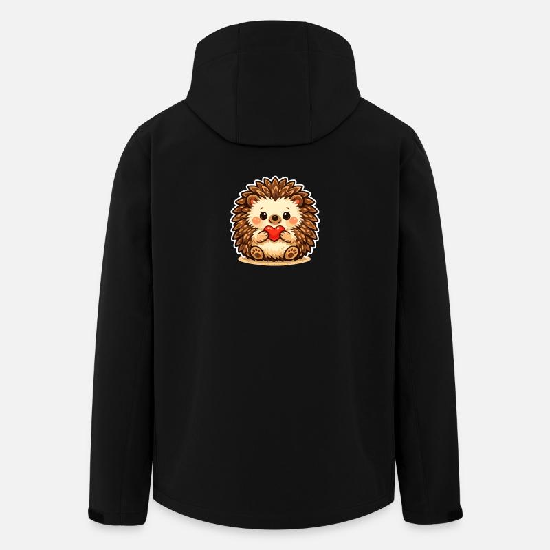 Hérisson câlin avec cœur - Veste softshell homme en polyester recyclé Stanley/Stella - noir