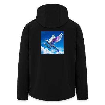 Colorful Dove with Rainbow Wings - Men’s Recycled Softshell Jacket by Stanley/Stella - black - Back - AI Model Male 185 light (185cm)