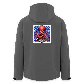 Octopus embraces an Anchor - Men’s Recycled Softshell Jacket by Stanley/Stella - anthracite - Back - AI Model Male 185 light (185cm)